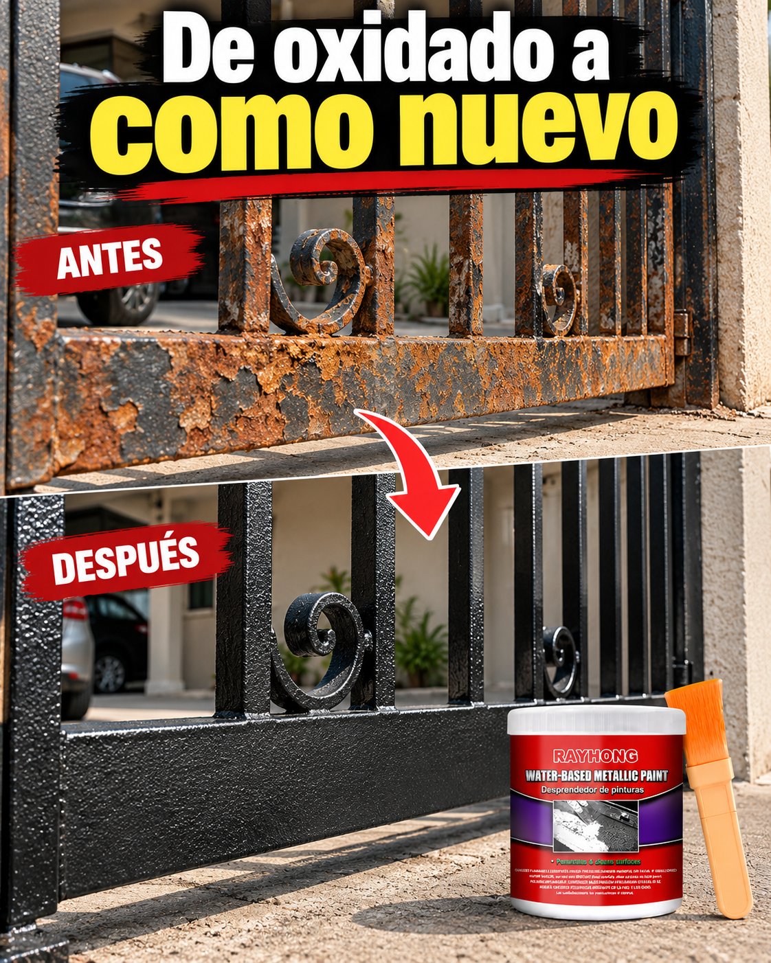 Antes y después pintura antióxido